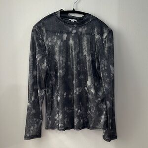 Bar III Chic Black and Gray Long Sleeve Top